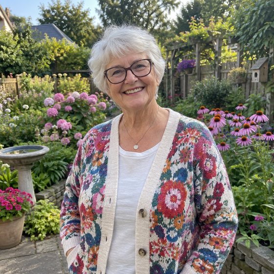 A photo of a grandmother in her garden
