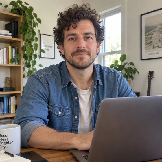 The original photo of the man at his desk